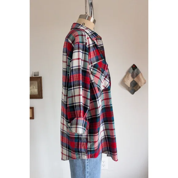 Vintage Flannel Plaid Cotton Unisex Button Down Shirt - Picture 16 of 16